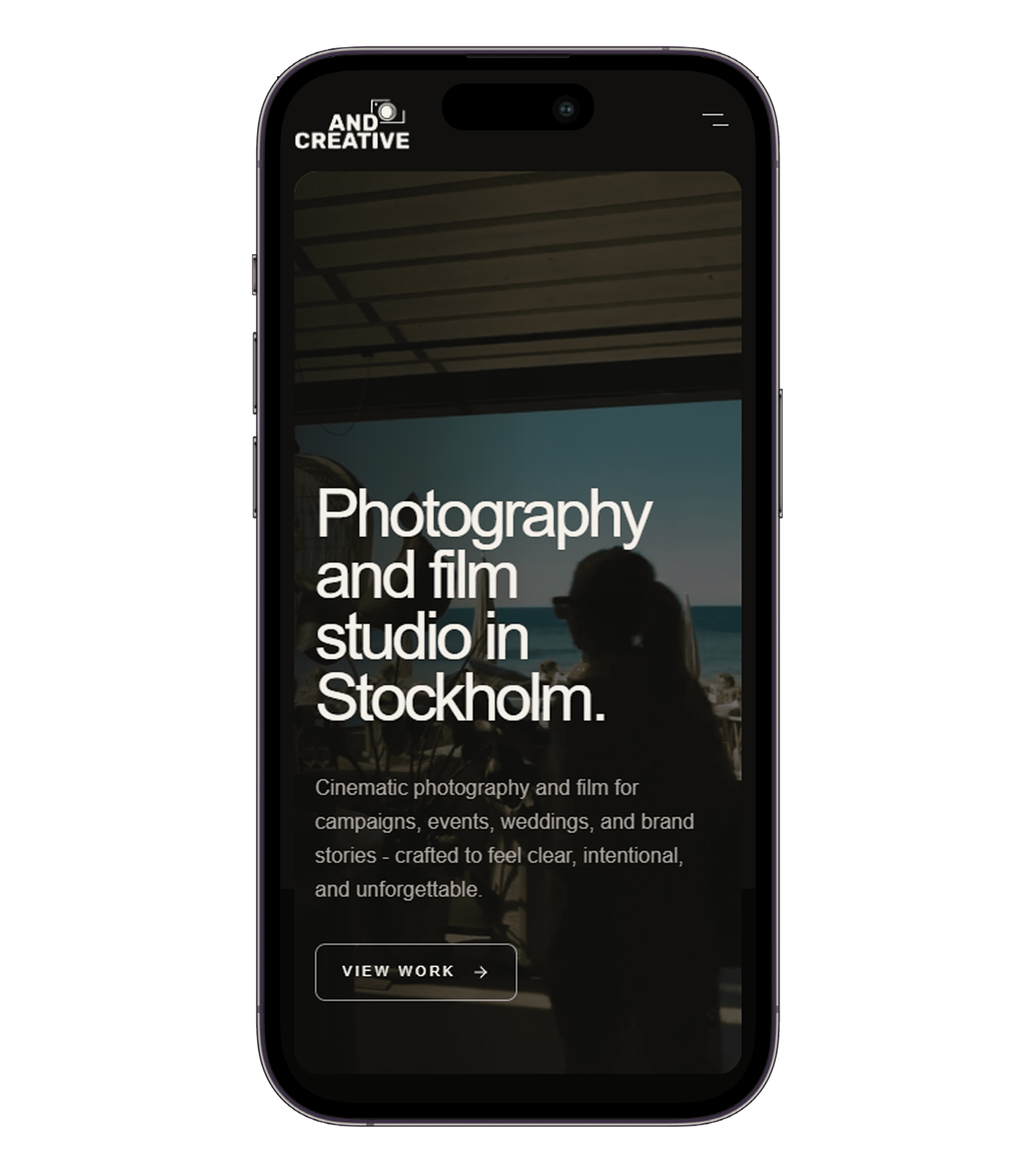 Andcreative homepage on a phone